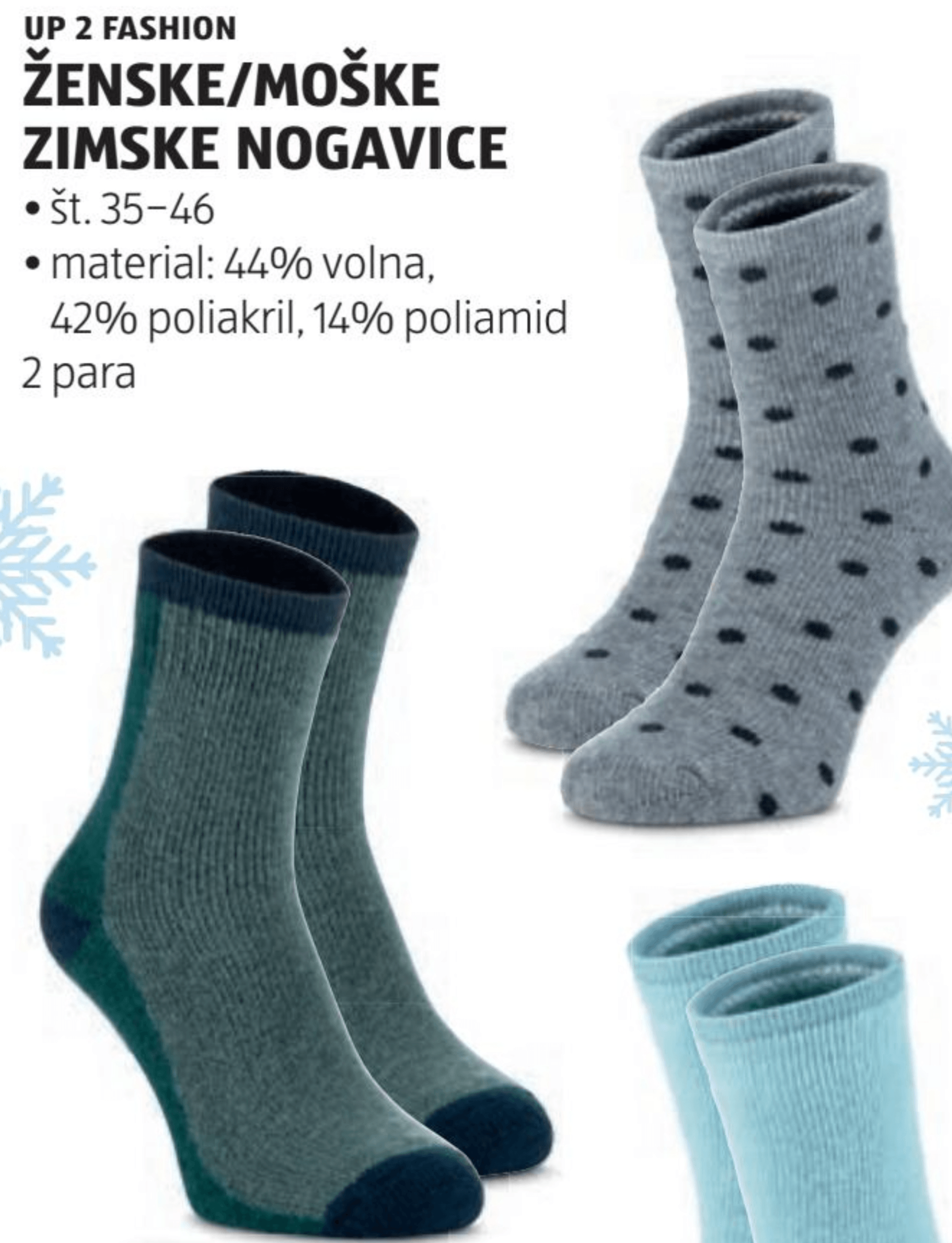 Ženske/Moške zimske nogavice 2 para UP 2 FASHION