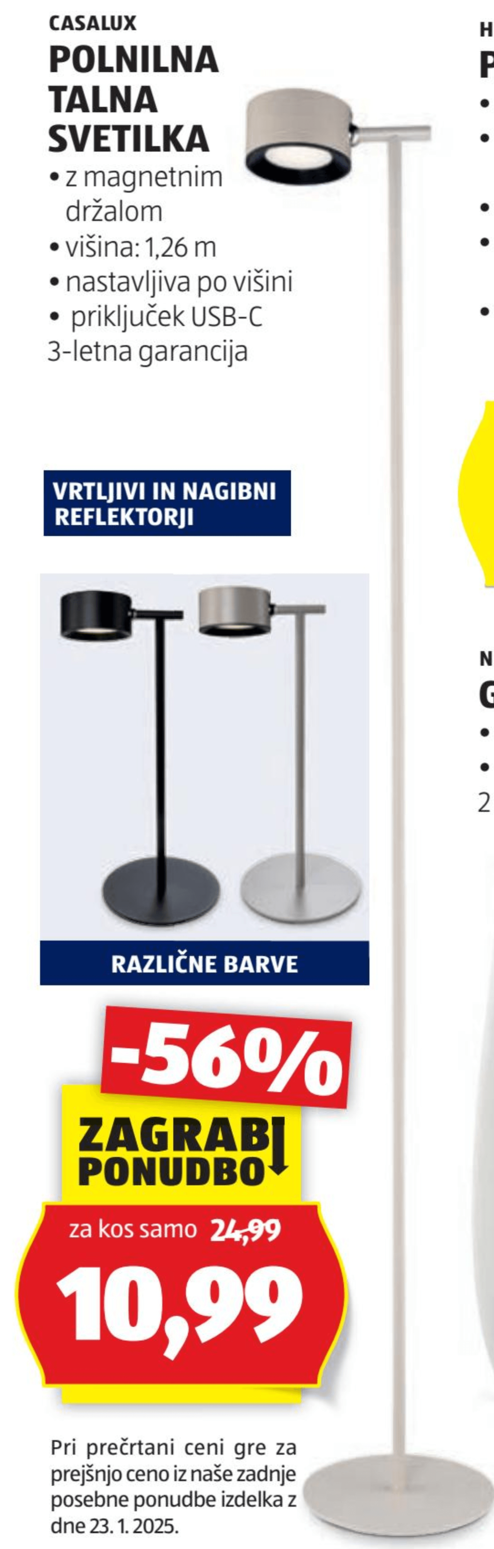 Casalux Polnilna talna svetilka CASALUX