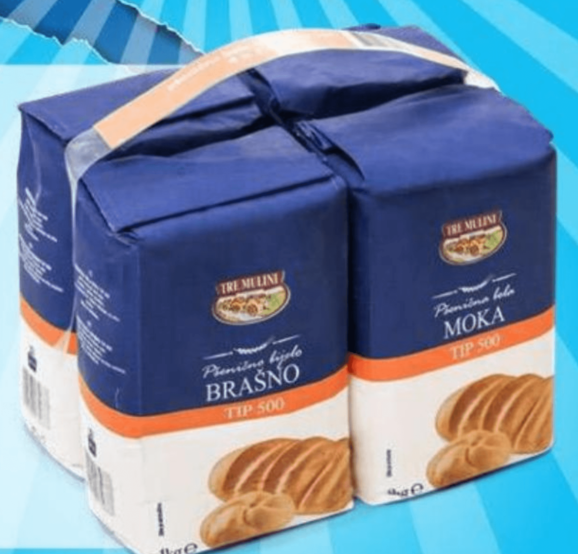 Tre Mulini Pšenična bela moka tip 500 4 x 1 kg - Akcija v trgovini Eurospin