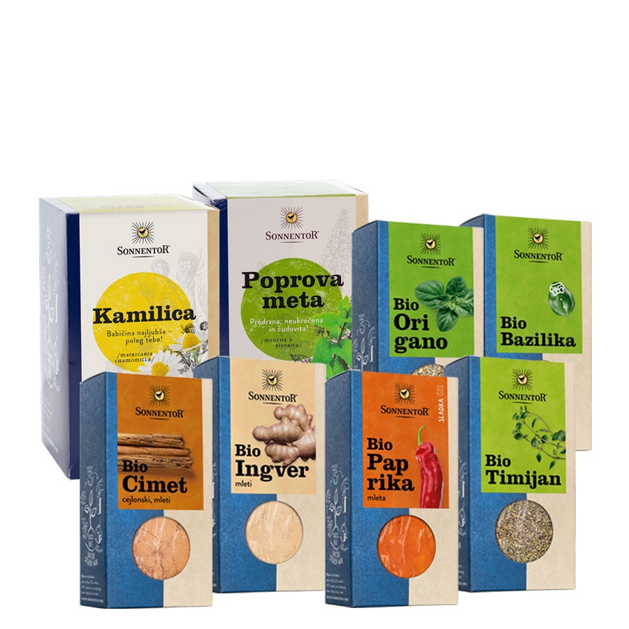 Sonnentor začimbe in čaji več vrst in gramatur
