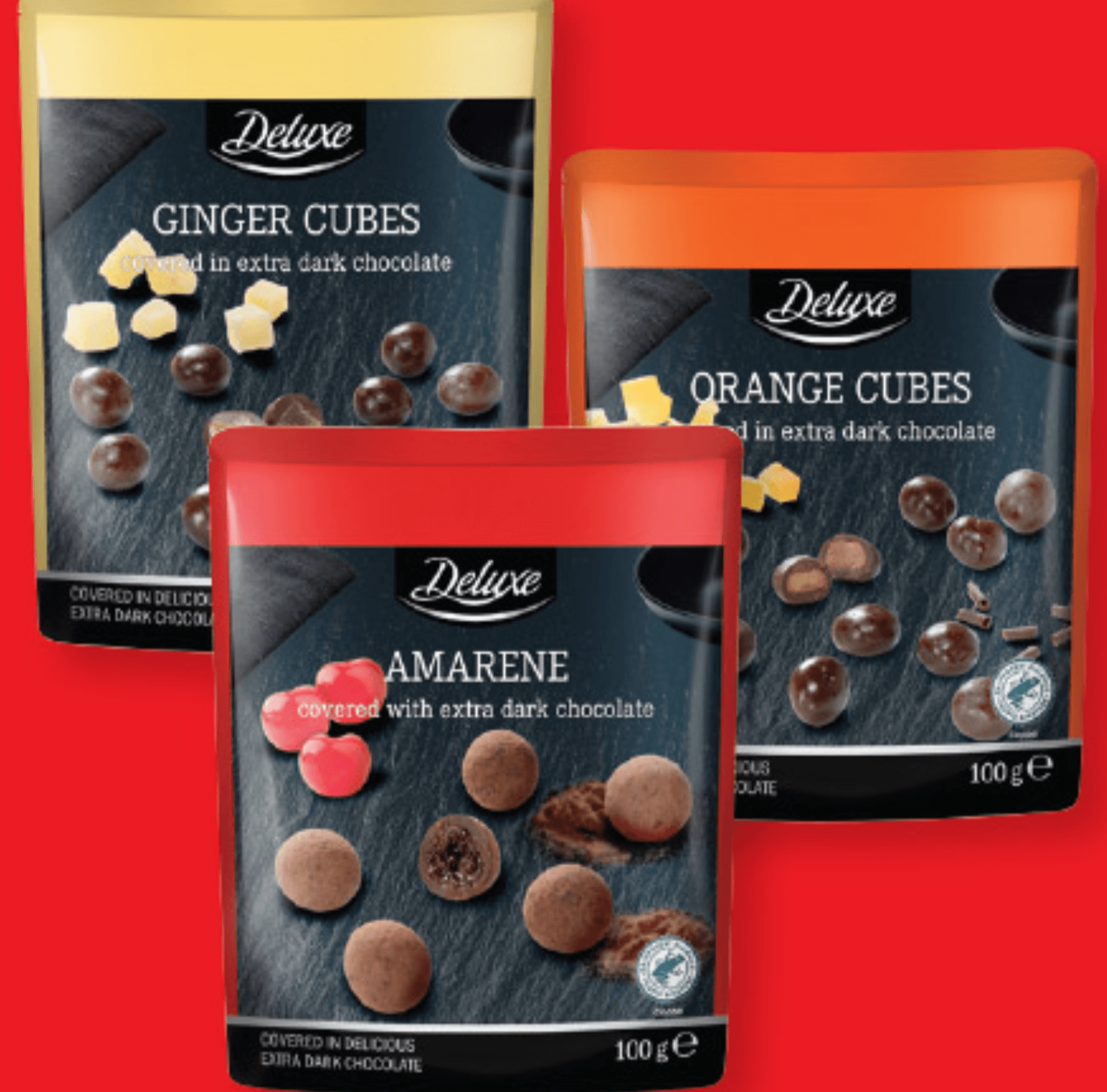 Deluxe Čokoladni dražeji s sadjem 100 g