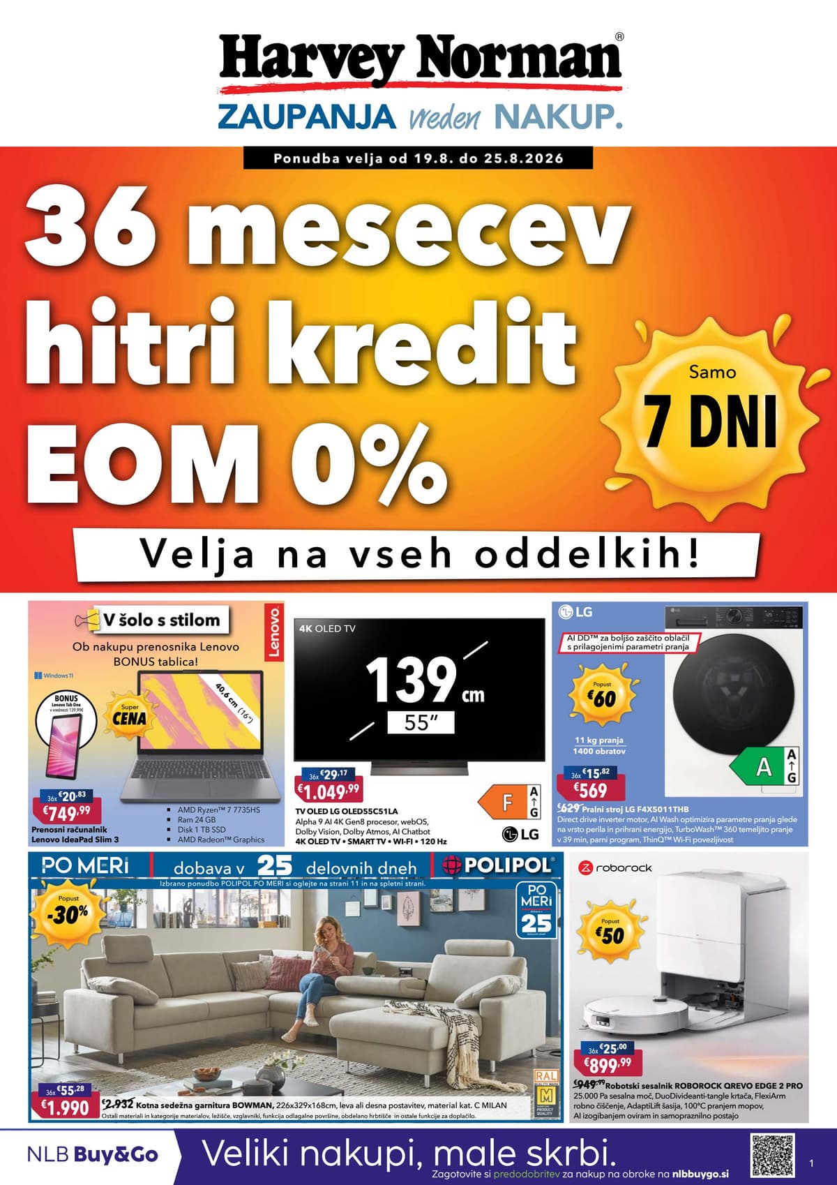 Harvey Norman katalog od 08/19/2026 - 36 mesecev hitri kredit EOM 0%