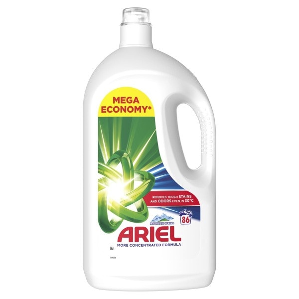 Ariel detergent za strojno pranje perila prašek Mountain Spring, 4,4 kg, 80 pranj; Oxi Effect, 3,74 kg, 68 pranj; gel Mountain Spring ali Color, 4,05 l, 90 pranj Akcija u trgovini Tuš