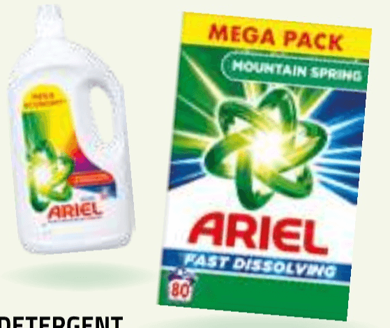 Detergent za pranje perila Ariel Mountain Spring 4,4 kg ali do 80 pranj Akcija u trgovini E.Leclerc
