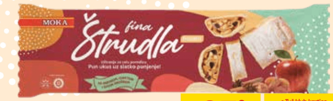Moka Štrudelj z jabolkom, cimetom in rozinami 600 g Akcija u trgovini Tuš