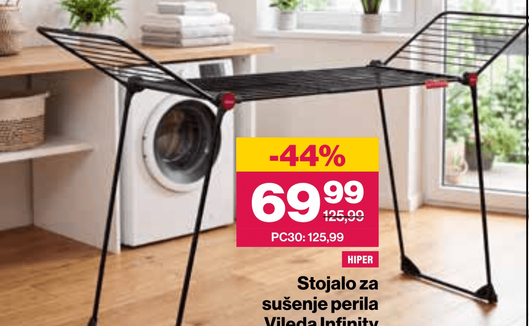 Stojalo za sušenje perila Vileda Infinity Akcija v trgovini Mercator