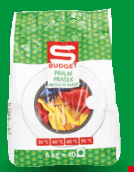 S Budget prašek za pranje perila 4 kg Akcija v trgovini Spar