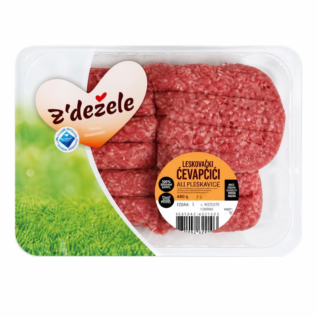 Leskovački čevapčiči ali pleskavice Z'dežele 480 g Akcija v trgovini Mercator